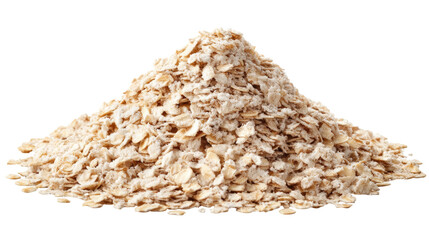 Oat flakes pile isolated on transparent background cutout