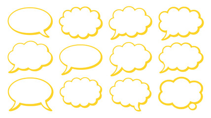Collection of Various Hand-Drawn Speech and Thought Bubbles