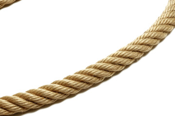 Thick Twisted Natural Fiber Rope isolated on a transparent background