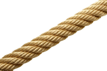Thick Twisted Natural Fiber Rope isolated on a transparent background