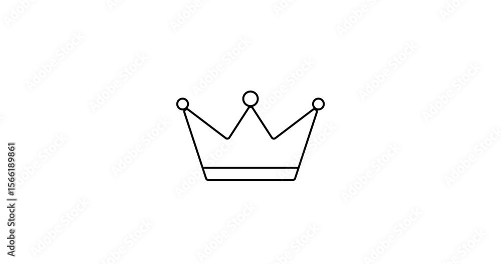 Poster crown animated outline icon with alpha channel. crown rotation appearance 4k motion design animation