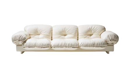 Cream-colored tufted sofa