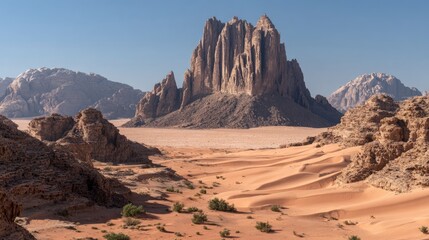 Naklejka premium Majestic Desert Rock Formations Under Bright Sunlight