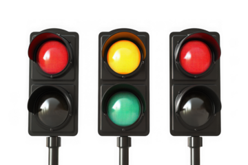 Traffic lights red yellow green signals transportation road safety isolated icon sign symbol graphic clipart vector illustration isolated on transparent background