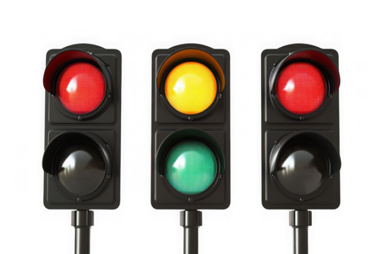 Traffic lights red yellow green signals transportation road safety isolated icon sign symbol graphic clipart vector illustration isolated on transparent background