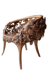 Ornate wooden chair, carved floral design
