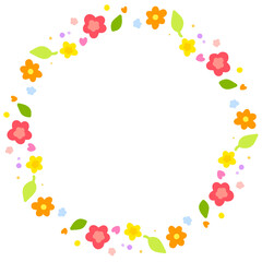Flower circle frame wreath illustration