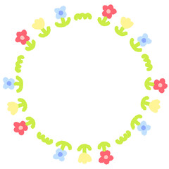 Flower circle frame wreath illustration