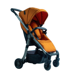 Orange stroller, modern design, compact