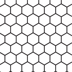 Seamless black and white honeycomb pattern background.