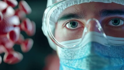 Healthcare professional demonstrates safety protocols in a lab during a virus research session in a modern facility - Powered by Adobe