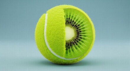 Creative Tennis Ball Kiwi Fusion A Unique Digital Art Piece