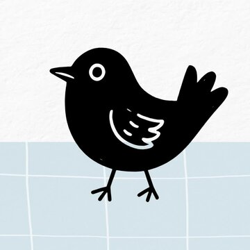 Minimalist black bird illustration animation isolated asset, transparent 4K video, alpha channel, ProRes 4444