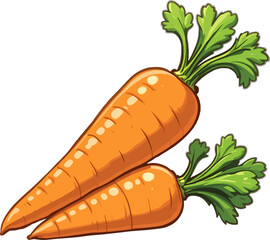 Happy Harvest: Two Fresh Carrots Vector on White or Transparent Background