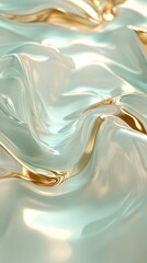 Golden brown waves, elegant style, pale mint.