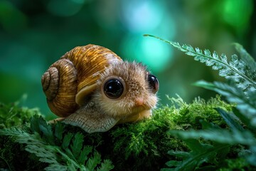 Fototapeta premium cute snail with cute big eyes