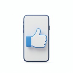 3D Render of Smartphone with Thumbs Up Icon