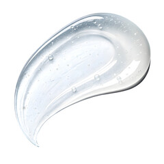 Clear gel swirl with bubbles isolated on transparent background for skincare and cosmetics
