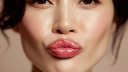 Close-up demonstration of lip makeup application with a focus on creating a flawless pout