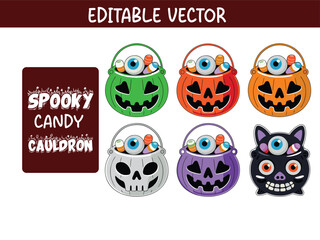 Colorful Halloween Pumpkin Candy Buckets Filled with Eyeball Candy & Treats – Spooky Trick or Treat Pails in Green, Orange, Purple & More – Fun Halloween Goodie Bags for Kids, Parties & Decor.