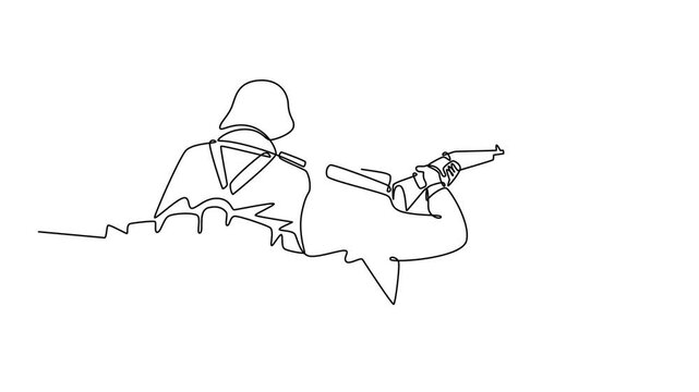 world war concept. Single line draw design. Vector graphic illustration