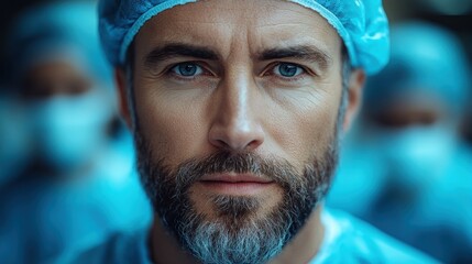 Close-up portrait of a determined medical professional.