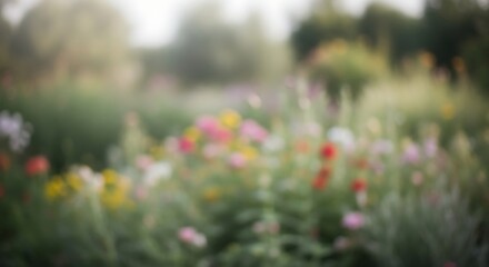 Blurred Garden A Fully Blur Photo of Colorful Flowers in a Dreamlike Setting
