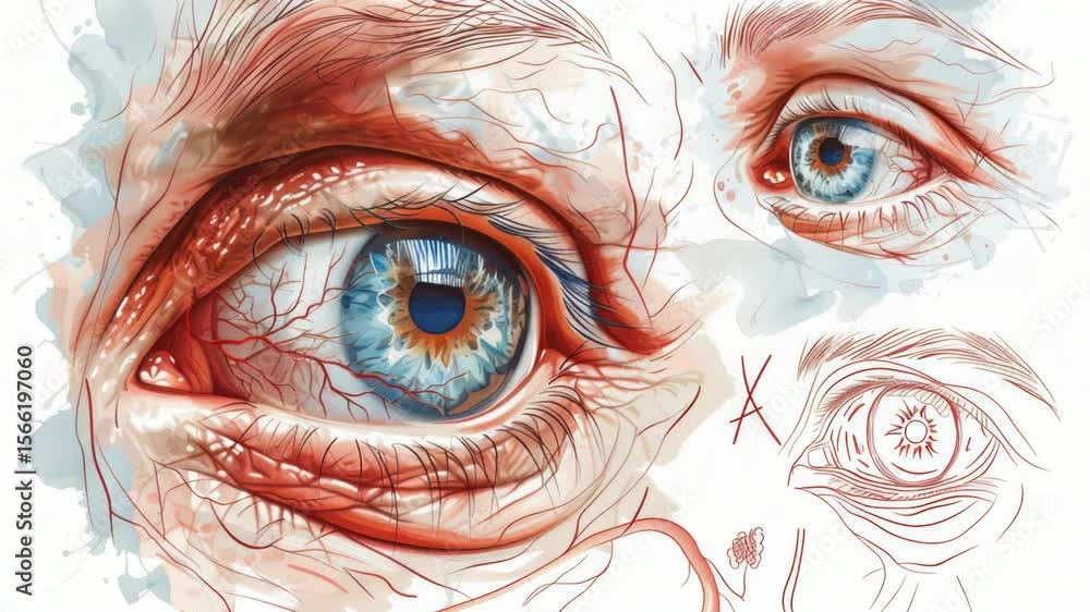 Poster A detailed shot of an individual's eye with distinct features, suitable for use in illustrations or as a reference image