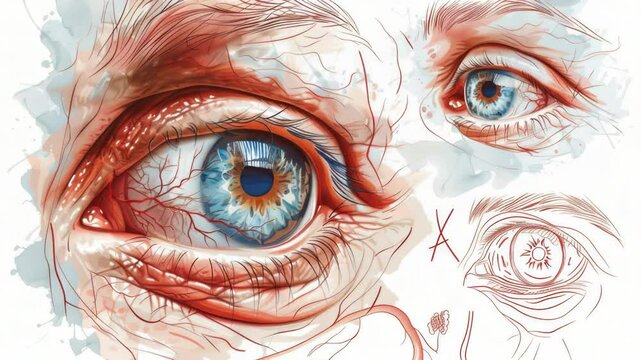 A detailed shot of an individual's eye with distinct features, suitable for use in illustrations or as a reference image
