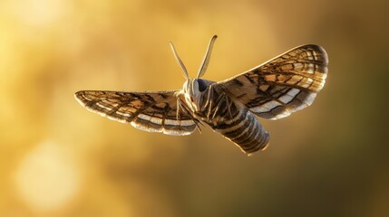 Close-up of a moth in flight.
