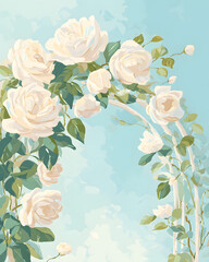 Fototapeta premium Delicate White Roses in a Garden Arch