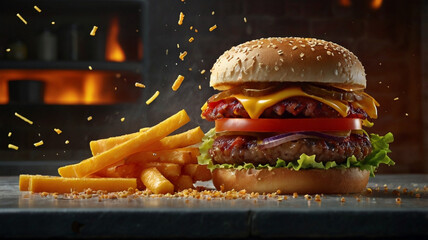 Close up of burger in cinematic short 