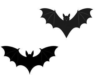 Black bat Halloween decoration on white background