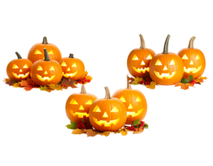 Pumpkin background for Halloween decoration on white background.