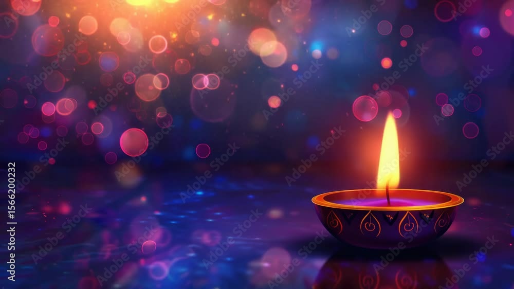 Poster A single lit candle sitting on a table with a soft warm glow