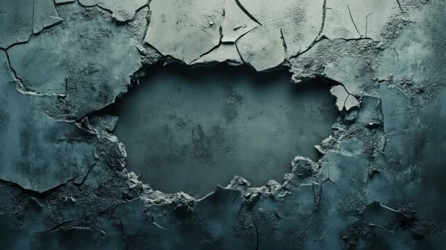 Peeling cracked wall with damaged plaster and rough texture revealing broken decay on old surface showing rough layers underneath in dark moody lighting creating dramatic aged atmosphere