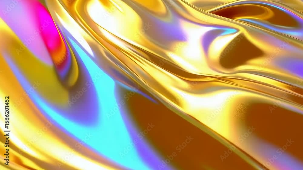 Poster abstract iridescent waves background with golden and colorful gradients. modern luxury backdrop with