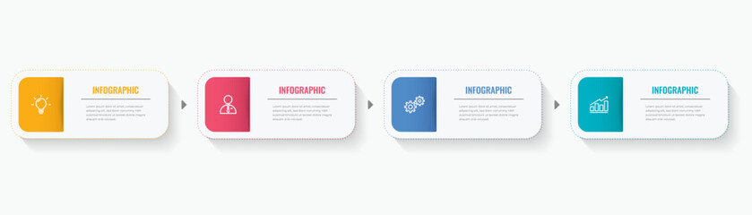 business infographic template, timeline layout with 4 step