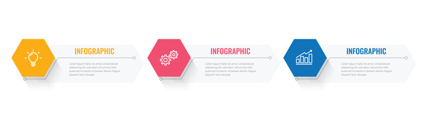 business infographic template, timeline layout with 3 step