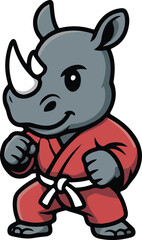 Obraz premium Karate Rhino martial arts logo mascot