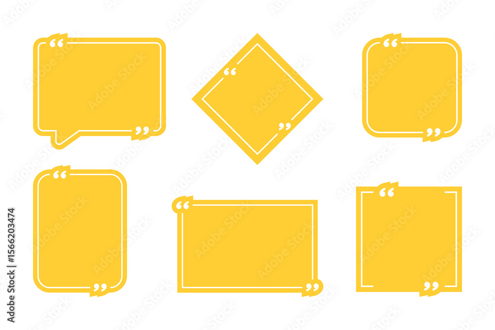 Fototapete quotes box with mark quote. yellow and white quote box set - modern speech bubble collection with ed
