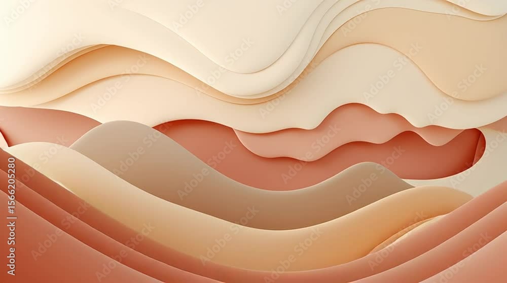 Poster abstract layered waves in soft peach and beige tones create a soothing visual experience, showcasing