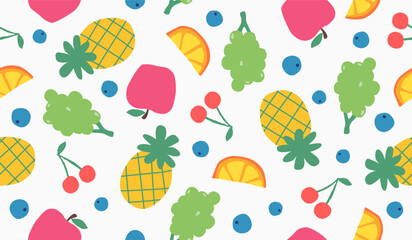 Cute mix fruits pattern background vector design