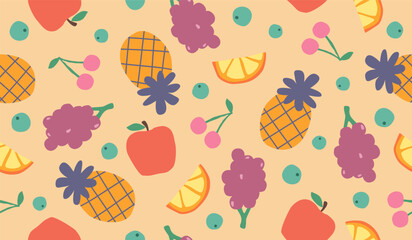 Cute mix fruits pattern background vector design