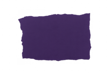 Ragged purple paper fragment revealing transparent backdrop, adding textural depth and creative visual interest for design layouts