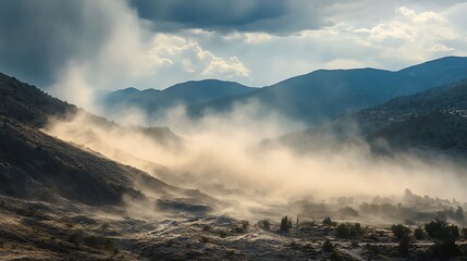 Fototapeta premium Wild wind howls across deserted alpine environment high resolution picture