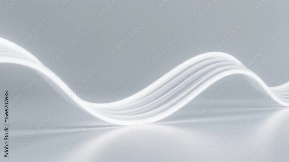Poster abstract 3d soft white ribbon moving gently in wave motion, suitable for minimal design or elegant b