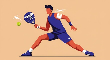 Padel Player Action: Dynamic Vector Illustration