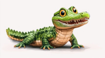 Fototapeta premium A cheerful, cartoonish illustration of a young alligator.