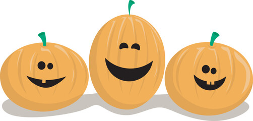 Halloween pumpkins with face smile vector illustration